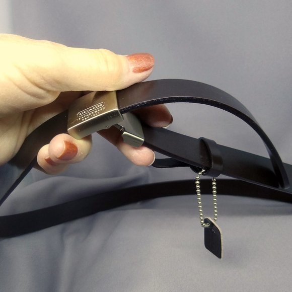 Genuine Leather Black Coach Belt - Unique Style, Vintage (90s) - 19"to 32" - Picture 1 of 7